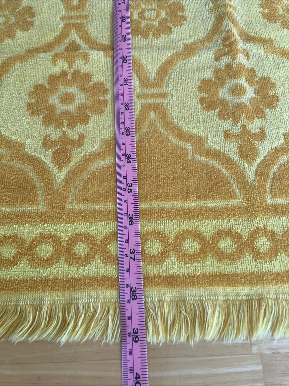 Vintage mustard yellow towel with fringe